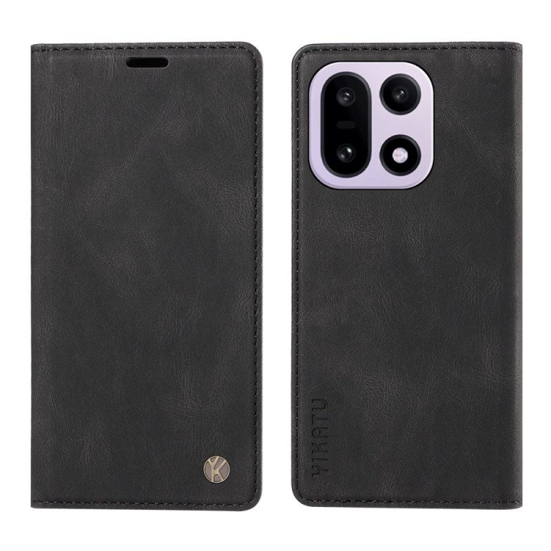 Nahkakotelo Oneplus 15 Yikatu Mokkanahkaefekti Suojakuori