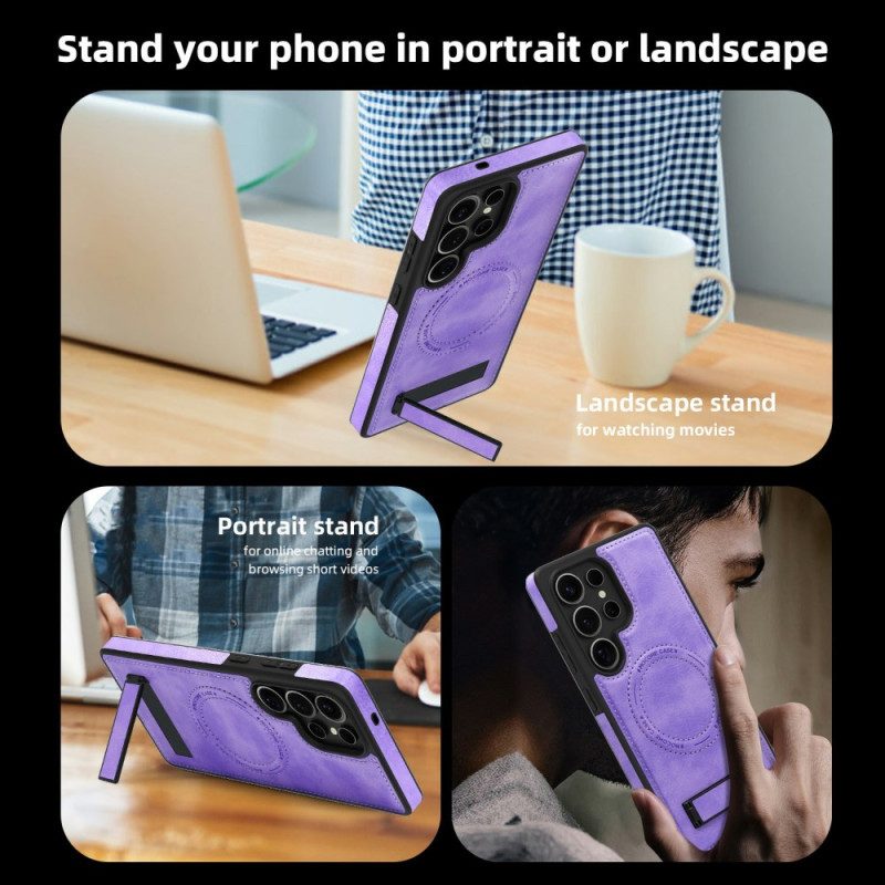 Case Samsung Galaxy S25 Ultra 5g Puhelinkuoret Nahkakuvio Yhteensopiva Magsafen Kanssa