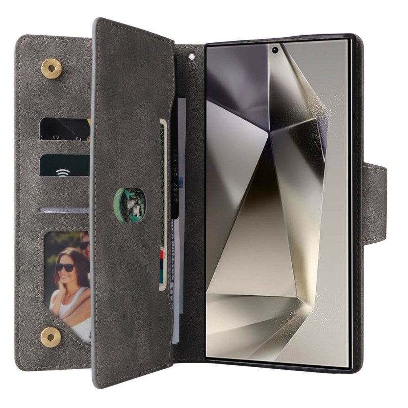 Kotelot Samsung Galaxy S25 Ultra 5g Mokkanahkakuvioinen Lompakko Hihnalla