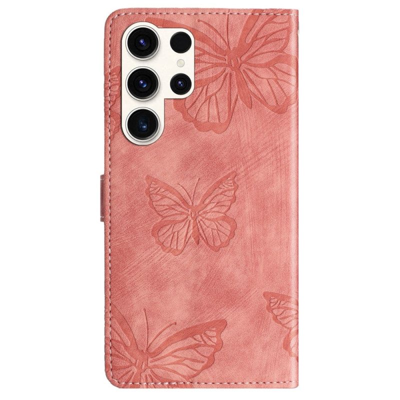 Kotelot Samsung Galaxy S25 Ultra 5g Mokkanahkakuvioiset Perhoset Suojakuori