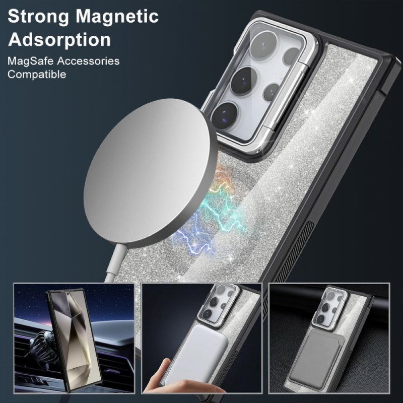 Kuori Samsung Galaxy S25 Ultra 5g Kimallus Sisäänrakennetulla Jalustalla Suojakuori