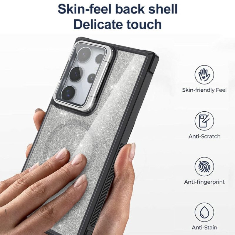 Kuori Samsung Galaxy S25 Ultra 5g Kimallus Sisäänrakennetulla Jalustalla Suojakuori