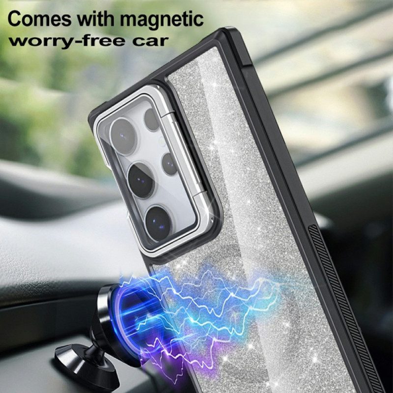 Kuori Samsung Galaxy S25 Ultra 5g Kimallus Sisäänrakennetulla Jalustalla Suojakuori