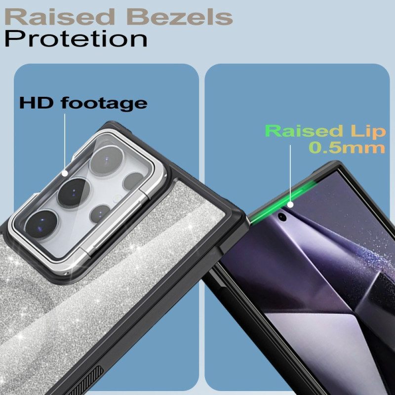 Kuori Samsung Galaxy S25 Ultra 5g Kimallus Sisäänrakennetulla Jalustalla Suojakuori