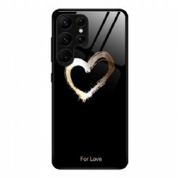 Kuori Samsung Galaxy S25 Ultra 5g Kultainen Sydän Mustalla Taustalla