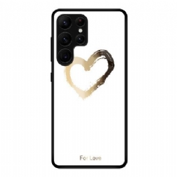 Kuori Samsung Galaxy S25 Ultra 5g Kultainen Sydän Valkoisella Taustalla