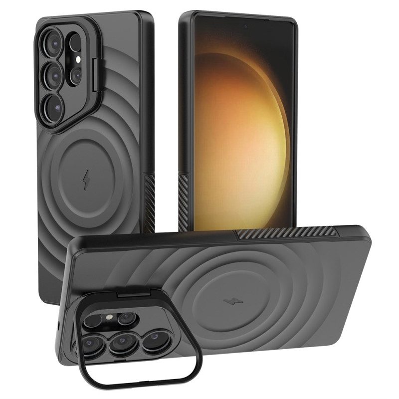 Kuori Samsung Galaxy S25 Ultra 5g Magsafe-yhteensopiva Aaltoileva Muotoilu Jalustalla Suojakuori