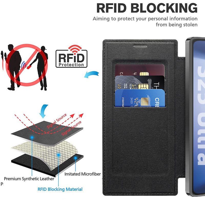 Nahkakotelo Samsung Galaxy S25 Ultra 5g Magsafe-yhteensopiva Rfid-suojatun Nahkakuvion Kanssa