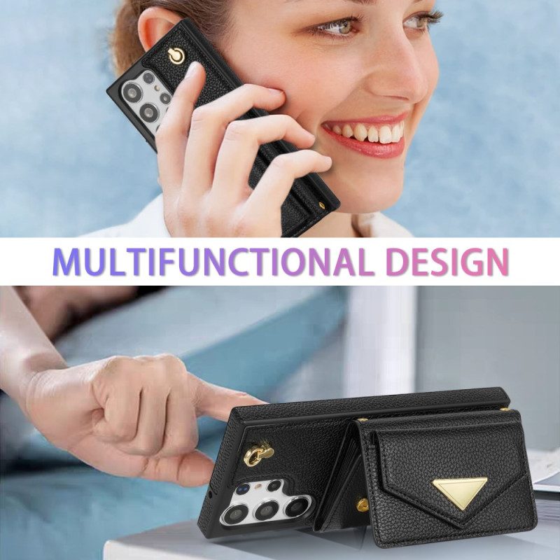 Puhelinkuoret Samsung Galaxy S25 Ultra 5g Nahkaefekti Korttikotelolla Ja Hihnalla