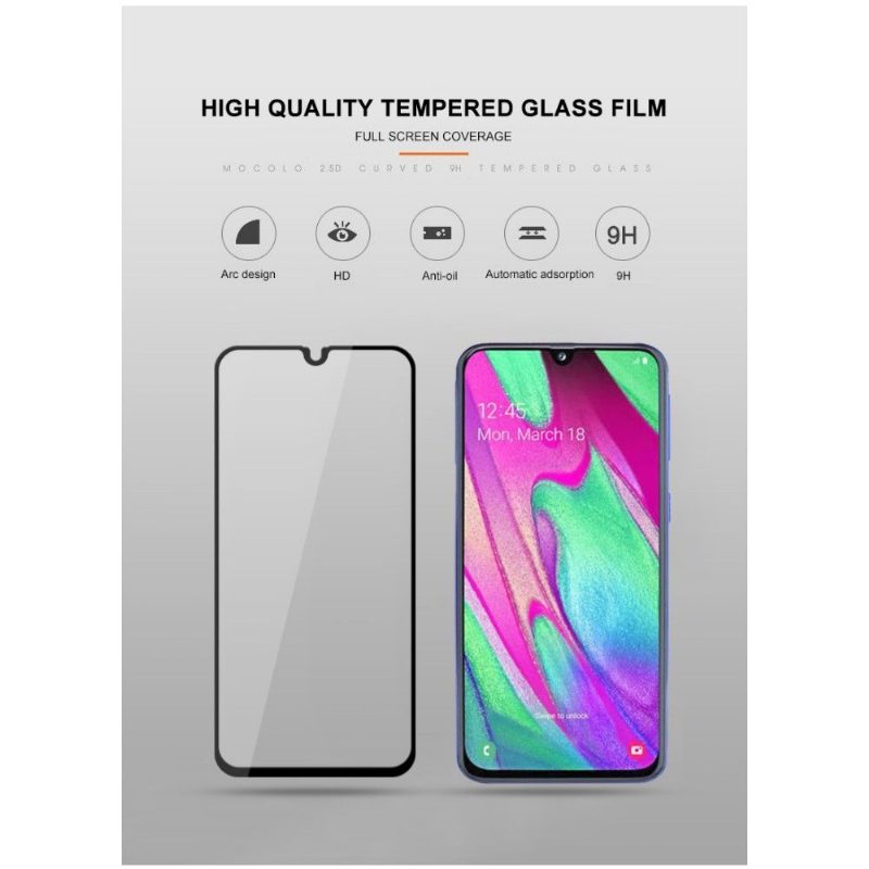 Samsung Galaxy A40 - Täysikokoinen Karkaistu Lasi Näytönsuoja - Musta
