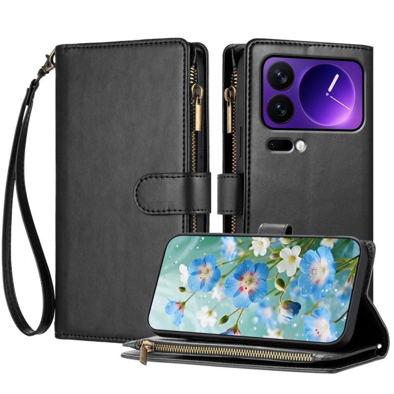 Kotelot Xiaomi 17 Pro Lompakko Vetoketjulla Ja Hihnalla