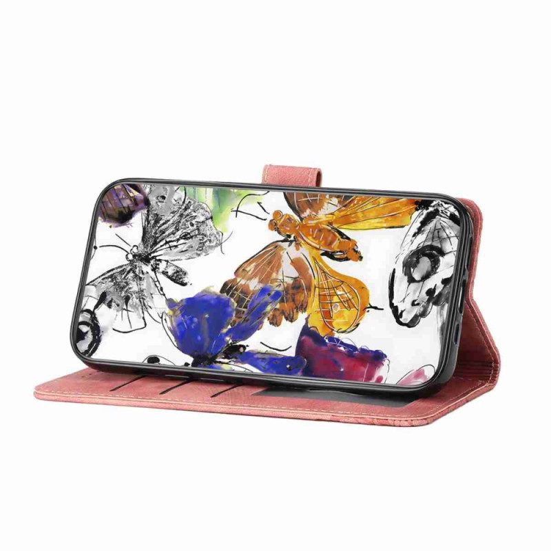 Kotelot Xiaomi 17 Pro Mokkanahkakuvioinen Perhoskuvio Suojakuori