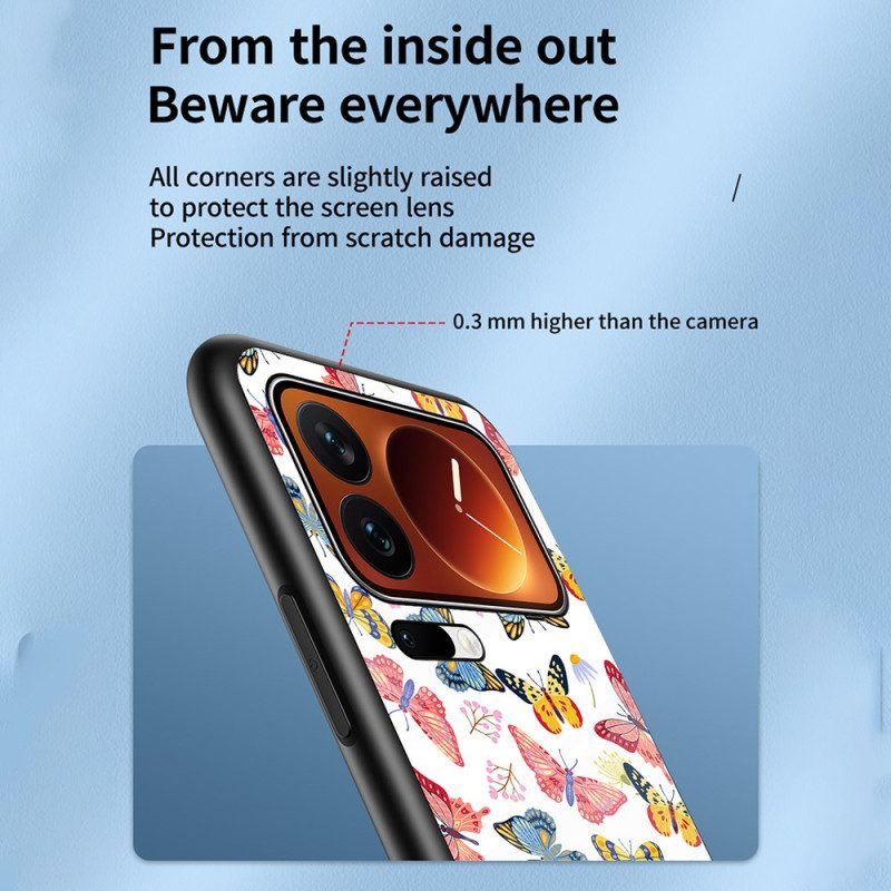 Kuori Xiaomi 17 Pro Karkaistusta Lasista Valmistettu Perhoskuvio