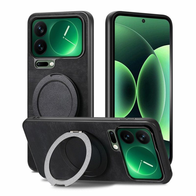 Kuori Xiaomi 17 Pro Pyörivä Jalusta Ja Retro-nahka Tekstuuri