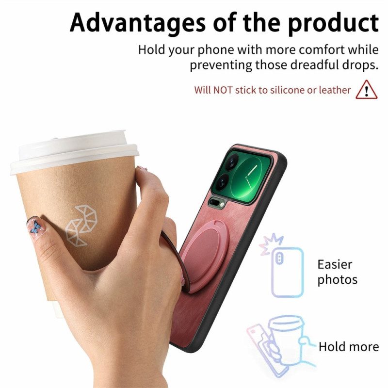 Kuori Xiaomi 17 Pro Pyörivä Jalusta Ja Retro-nahka Tekstuuri