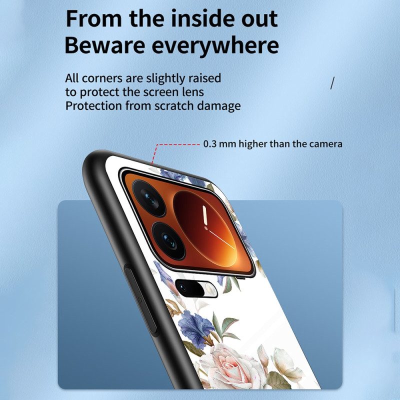 Puhelinkuoret Xiaomi 17 Pro Karkaistusta Lasista Valmistettu Kukkakuvio