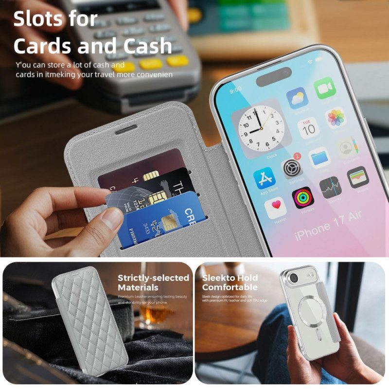 Nahkakotelo iPhone Air Puhelinkuoret Magsafe-yhteensopiva Tikattu