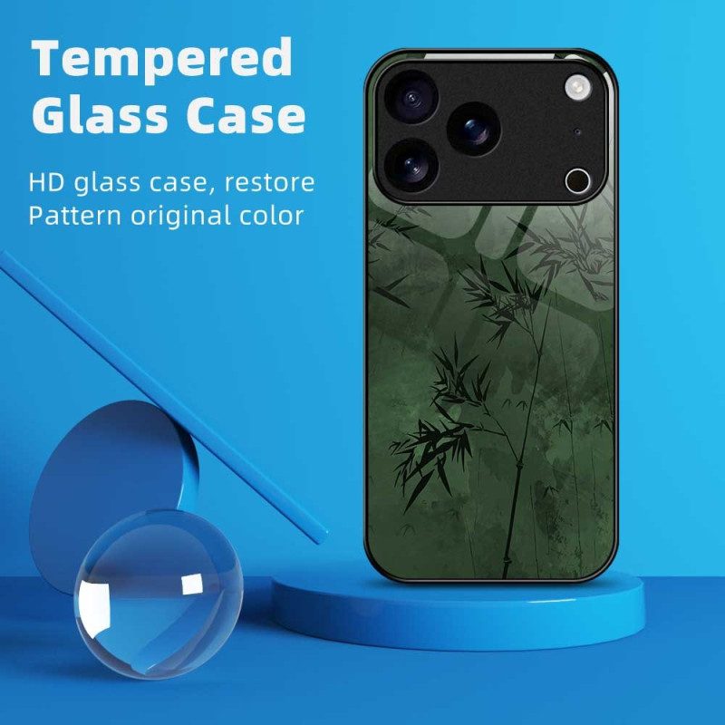 Case iPhone 17 Pro Max Puhelinkuoret Karkaistusta Lasista Valmistettu Kukkakuvio Mustekuvio