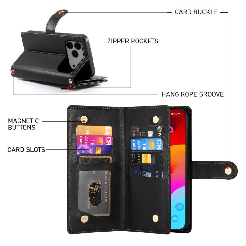 Kotelot iPhone 17 Pro Max Lompakko Vetoketjutaskulla Suojakuori