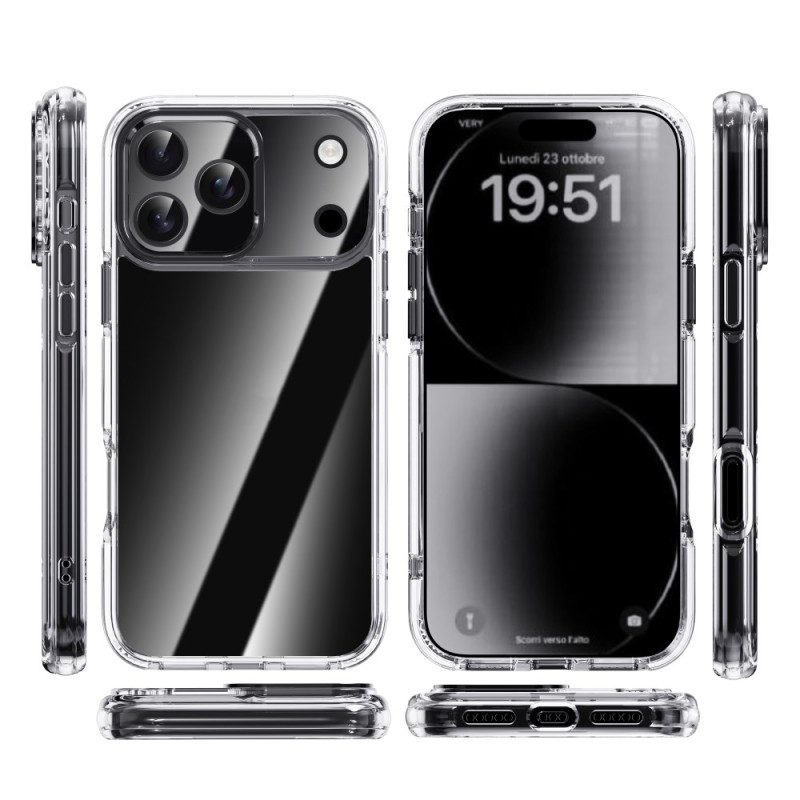 Kuori iPhone 17 Pro Max Ipaky Läpinäkyvä Metallinen Linssikehys