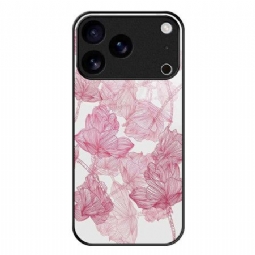 Kuori iPhone 17 Pro Max Kukkaiskuvioinen Pinkki Karkaistu Lasi
