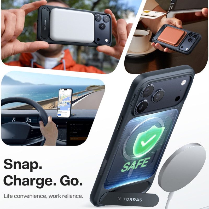 Kuori iPhone 17 Pro Max Magsafe Premium -muotoilu Integroidulla Jalustalla