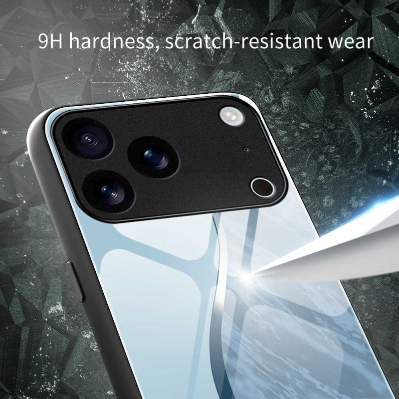 Kuori iPhone 17 Pro Max Vaaleansininen Kuviollinen Karkaistu Lasi Suojakuori