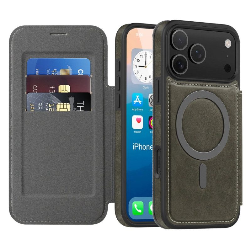 Nahkakotelo iPhone 17 Pro Max Puhelinkuoret Magsafe-yhteensopiva Rfid-korttikotelon Kanssa