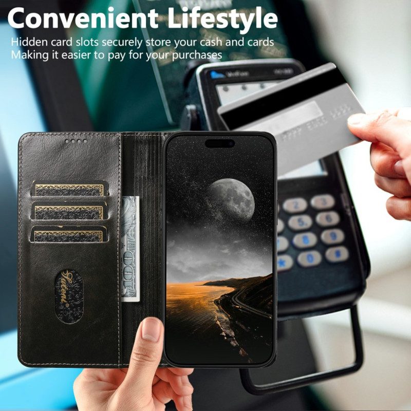 Nahkakotelo iPhone 17 Pro Max Vintage Suteni Suojakuori