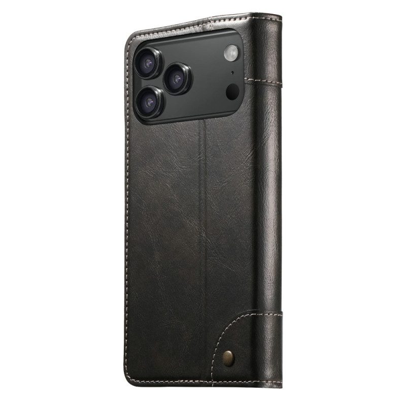 Nahkakotelo iPhone 17 Pro Max Vintage Suteni Suojakuori