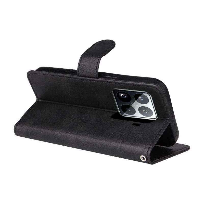 Kotelot Xiaomi 15 Pro Puhelinkuoret Yksivärinen Nahkakuvio Hihnalla