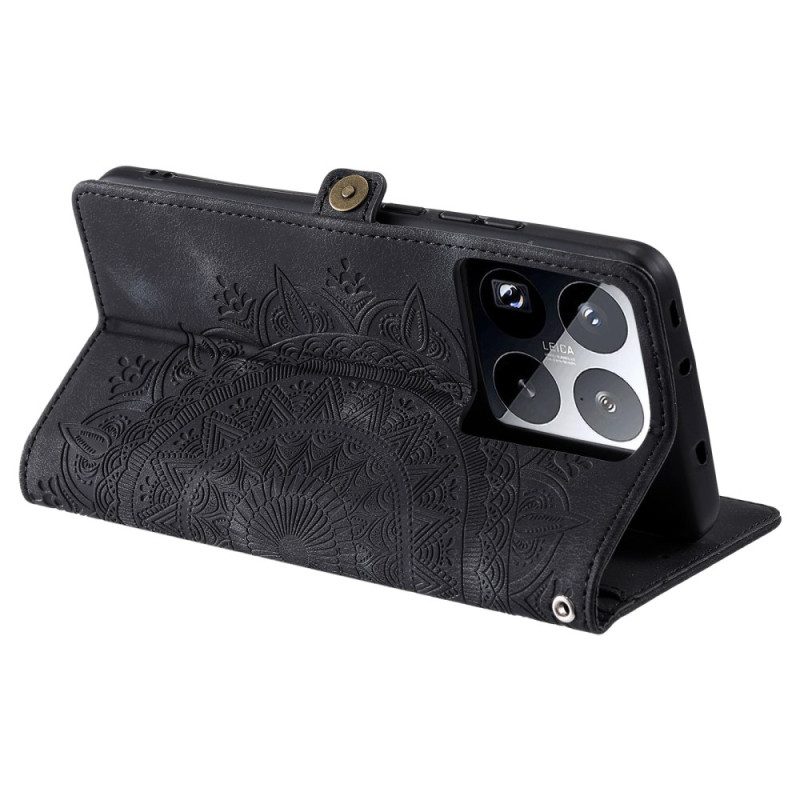 Nahkakotelo Xiaomi 15 Pro Toteemikuvioinen Hihna