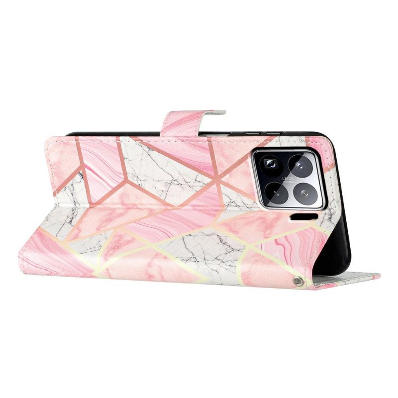 Nahkakotelo Xiaomi 15 Pro Vaaleanpunainen Marmori