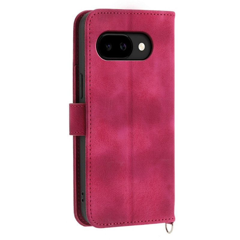 Nahkakotelo Google Pixel 10a Mandala-mokkanahkakuvio Olkahihnalla