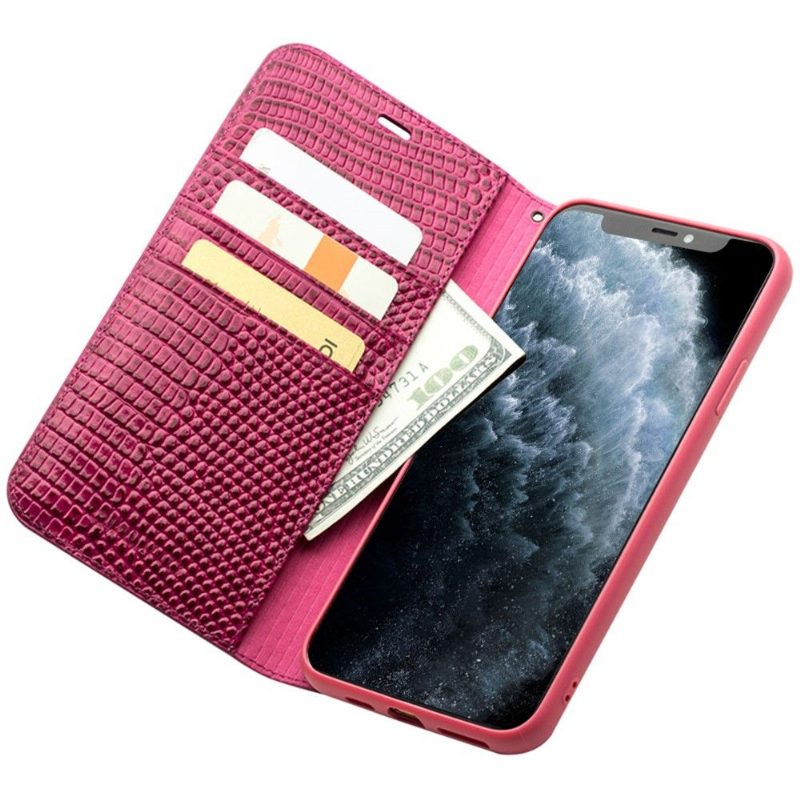 Flip Case iPhone 11 Pro Max Hemming Aitoa Nahkaa Croc-efekti