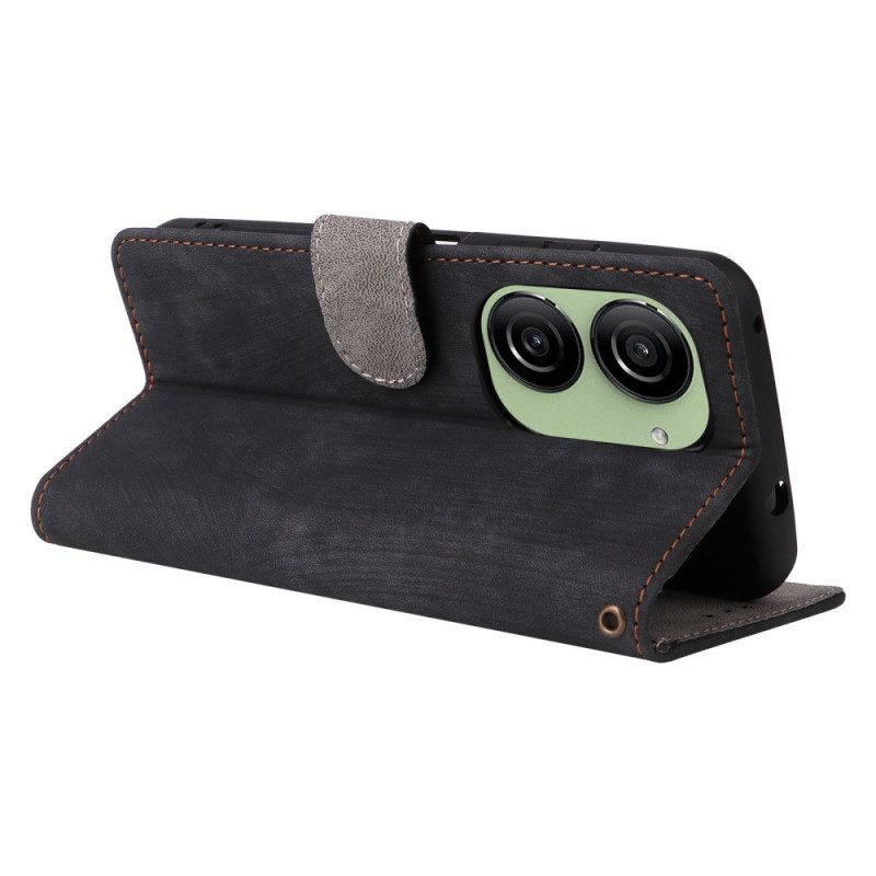 Kotelot Asus Zenfone 10 Rfid-mokkanahkaefekti