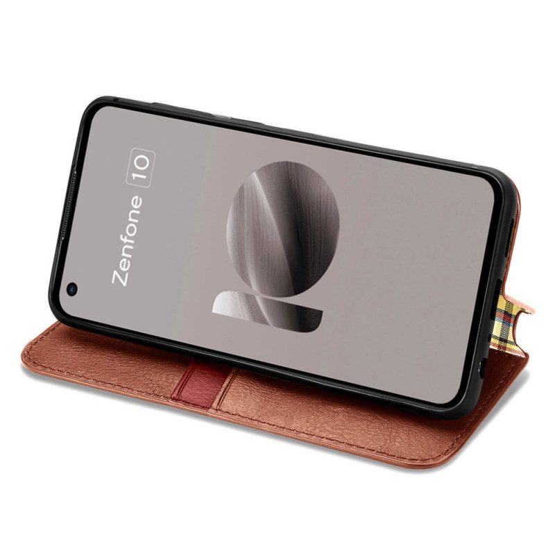 Nahkakotelo Asus Zenfone 10 Puhelinkuoret Mokkatehoste Reunuksella