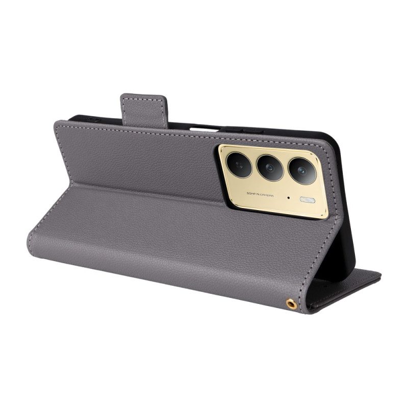 Kotelot Realme 14x 5g Litsikuvioinen Tekonahka Hihnalla Suojakuori