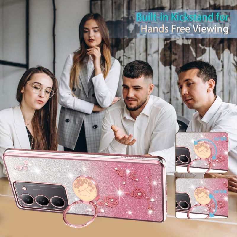 Kuori Realme 14x 5g Kadem Kukkia Ja Strasseja Koristava Sormusteline