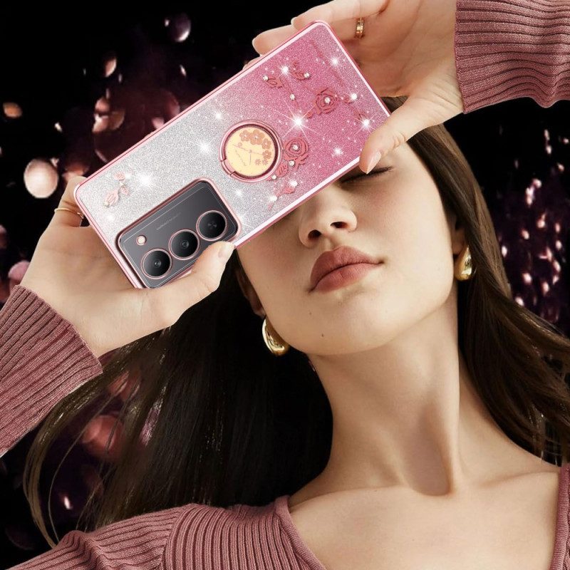 Kuori Realme 14x 5g Kadem Kukkia Ja Strasseja Koristava Sormusteline