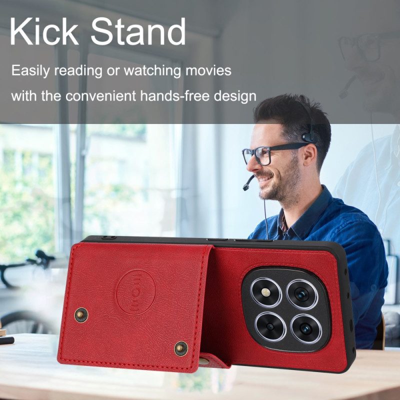 Kuori Xiaomi Redmi Note 14 Pro Plus 5g Nahkatyylinen Korttikotelo Ja Teline