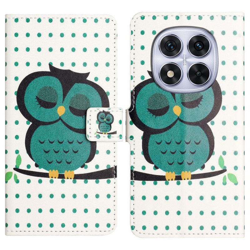 Nahkakotelo Xiaomi Redmi Note 14 Pro Plus 5g Nukkuva Pöllö