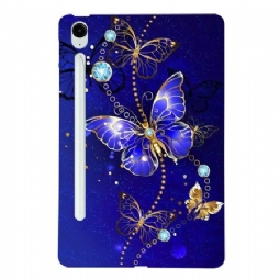 Kuori Samsung Galaxy Tab S10 Fe Plus Sinisiä Ja Kultaisia Perhosia