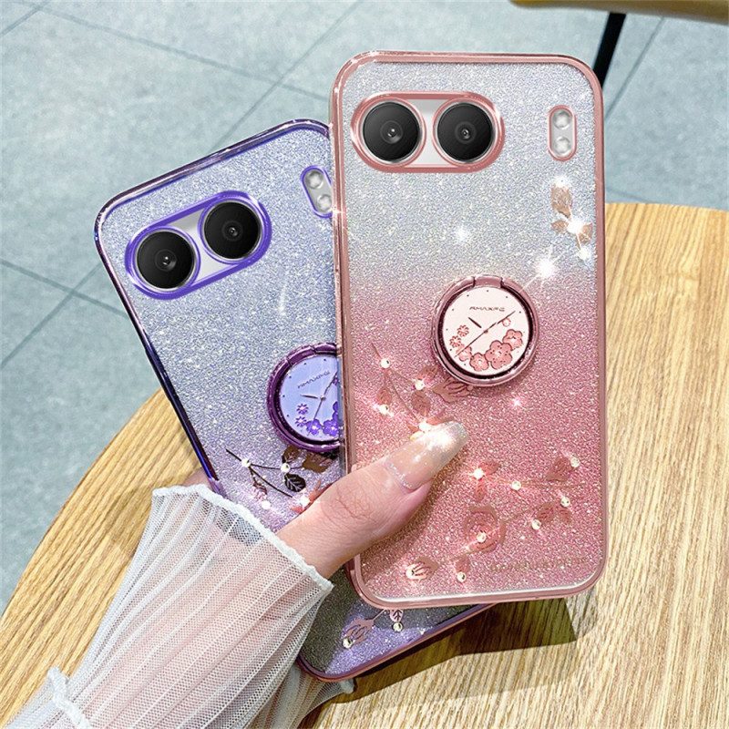 Kuori Oneplus Nord 4 Kadem Paljeteilla Ja Strassilla Koristeltu Sormusteline