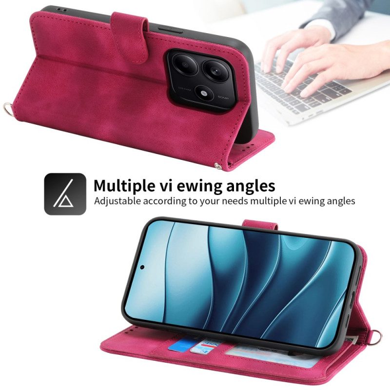 Kotelot Xiaomi Redmi Note 14 5g Puhelinkuoret Pitsikuvioinen Lompakko Hihnalla Ja Olkahihnalla