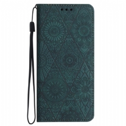 Nahkakotelo Xiaomi Redmi Note 14 5g Etninen Tyyli Hihnalla