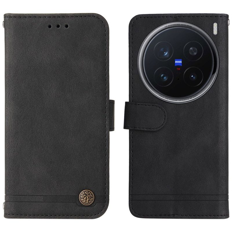 Kotelot Vivo X200 Pro Puhelinkuoret Niitillä Koristeltu Mokkanahkakuvioinen Koriste