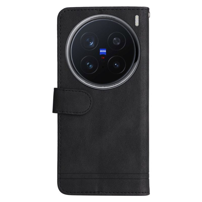 Kotelot Vivo X200 Pro Puhelinkuoret Niitillä Koristeltu Mokkanahkakuvioinen Koriste