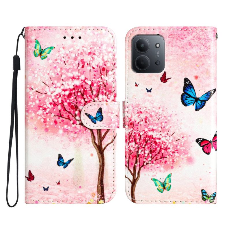 Nahkakotelo Poco C85 Kirsikankukka