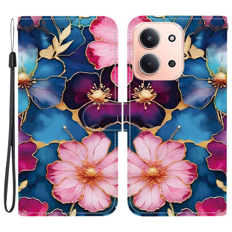 Nahkakotelo Poco C85 Värikkäät Kukat